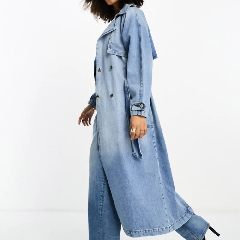 River Island Denim Trench Coat – Size M (US 8-10)